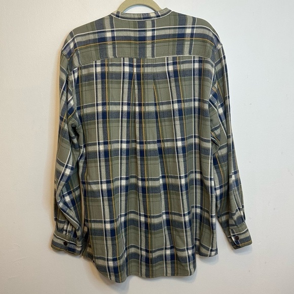Woolrich Men’s Plaid Flannel Shirt Sz L Large Green Blue Yellow Lightweight - Picture 2 of 10